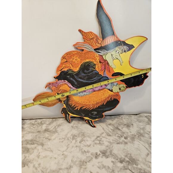 4 VTG KIRK Halloween Paper Die Cut Black Cat Tombstone Witch Werewolf Scarecrow - Picture 9 of 16